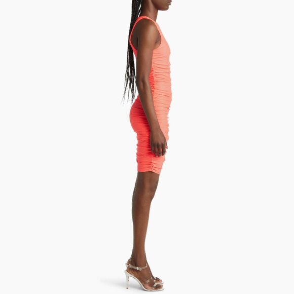 Good American Body-Con Minidress Satin Stretch Fiery Neon Coral SZ 2X NWT - Picture 5 of 13